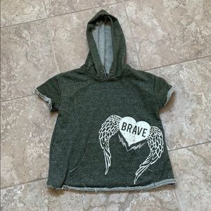 Olive green distressed top for girls size 10/12